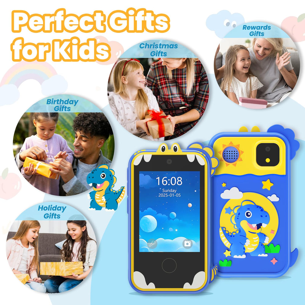 Windpaint Kids Phone blue SD storage card expands memory.