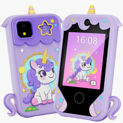 Windpaint Kids Phone purple front view, a compact learning toy for on-the-go learning and play.