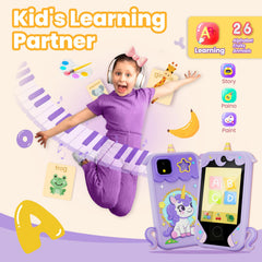 Windpaint Kids Phone purple music and stories, built-in MP3 player for calm downtime.