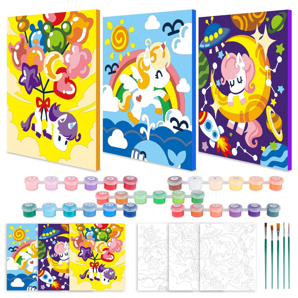 Wings Giant Unicorn Paint-by-Numbers Kit on framed canvas, ideal for beginner artists.