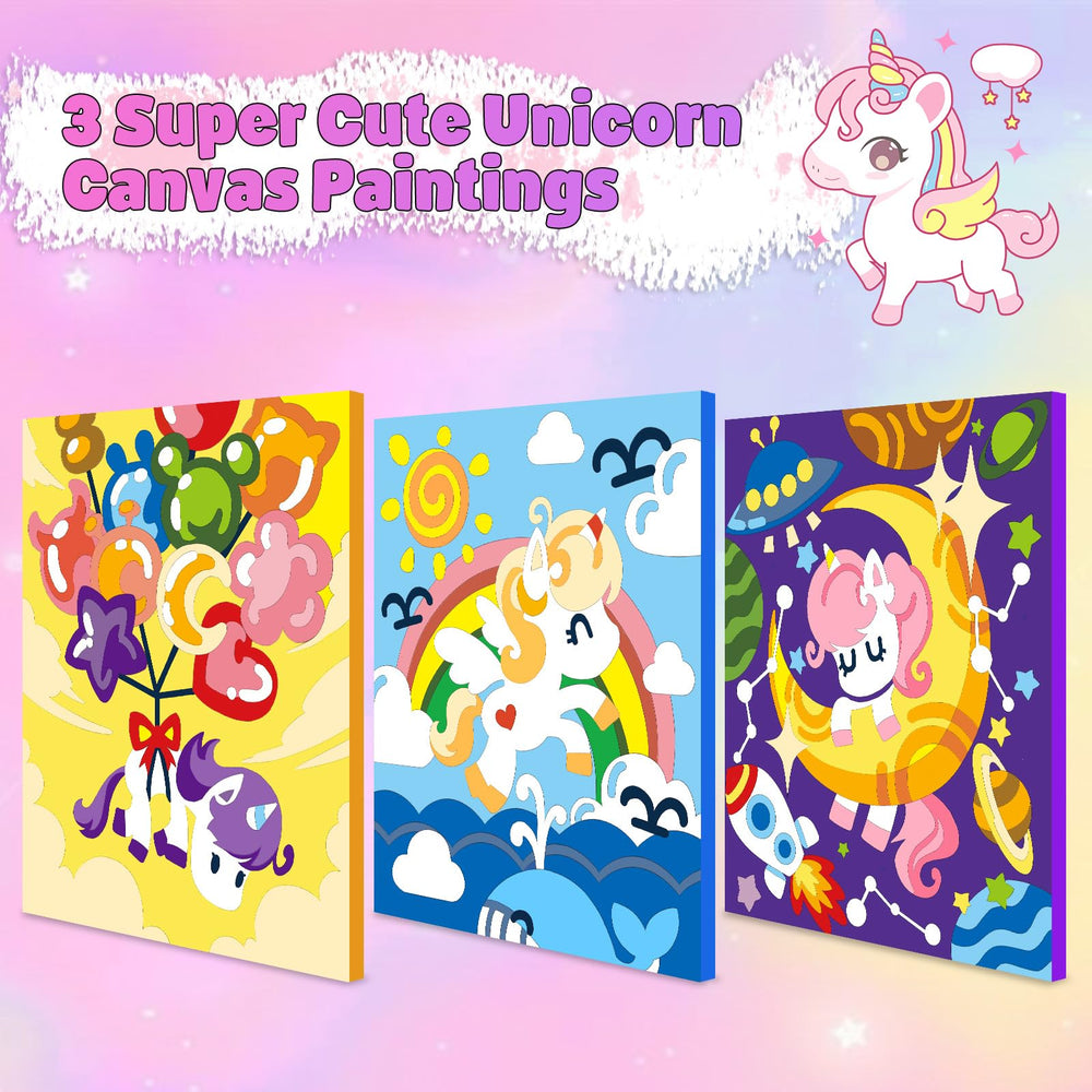 Wings Giant Unicorn Paint-by-Numbers Kit three instruction cards guide beginners.