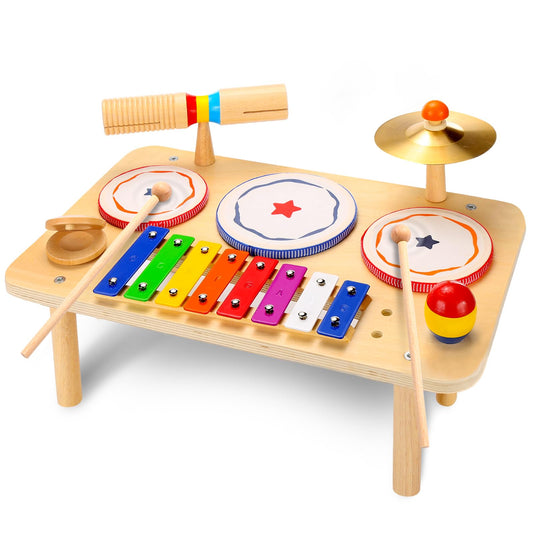 Wingyz Baby Drum Set front view with 9 instruments for rhythm exploration and creative play