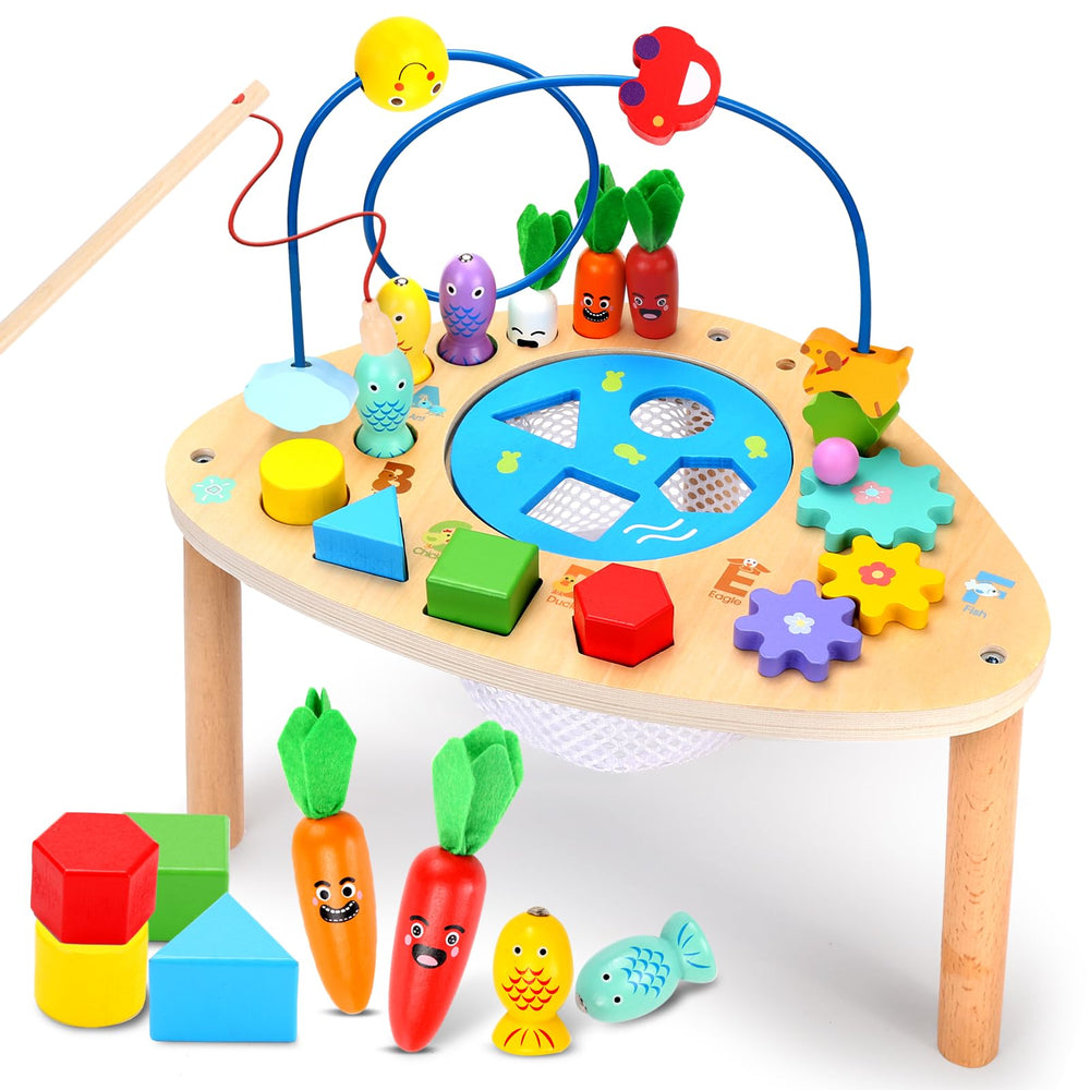 Wingyz bead maze on wooden activity table boosts fine motor skills