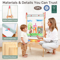 Wingyz Easel at 30-inch height supports toddlers’ growing drawing posture.