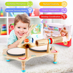 WINGYZ Kids Drum Set features two drums to encourage rhythm and coordination.