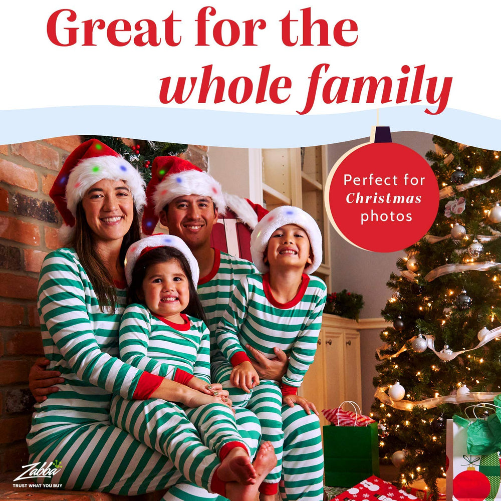 Winks Novelty plush Santa hat pack 2 on head, kids dress-up fun.