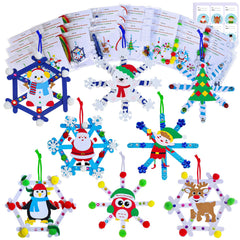 Winlyn christmas craft kit contents for snowflake ornaments, ready for kids' holiday crafting