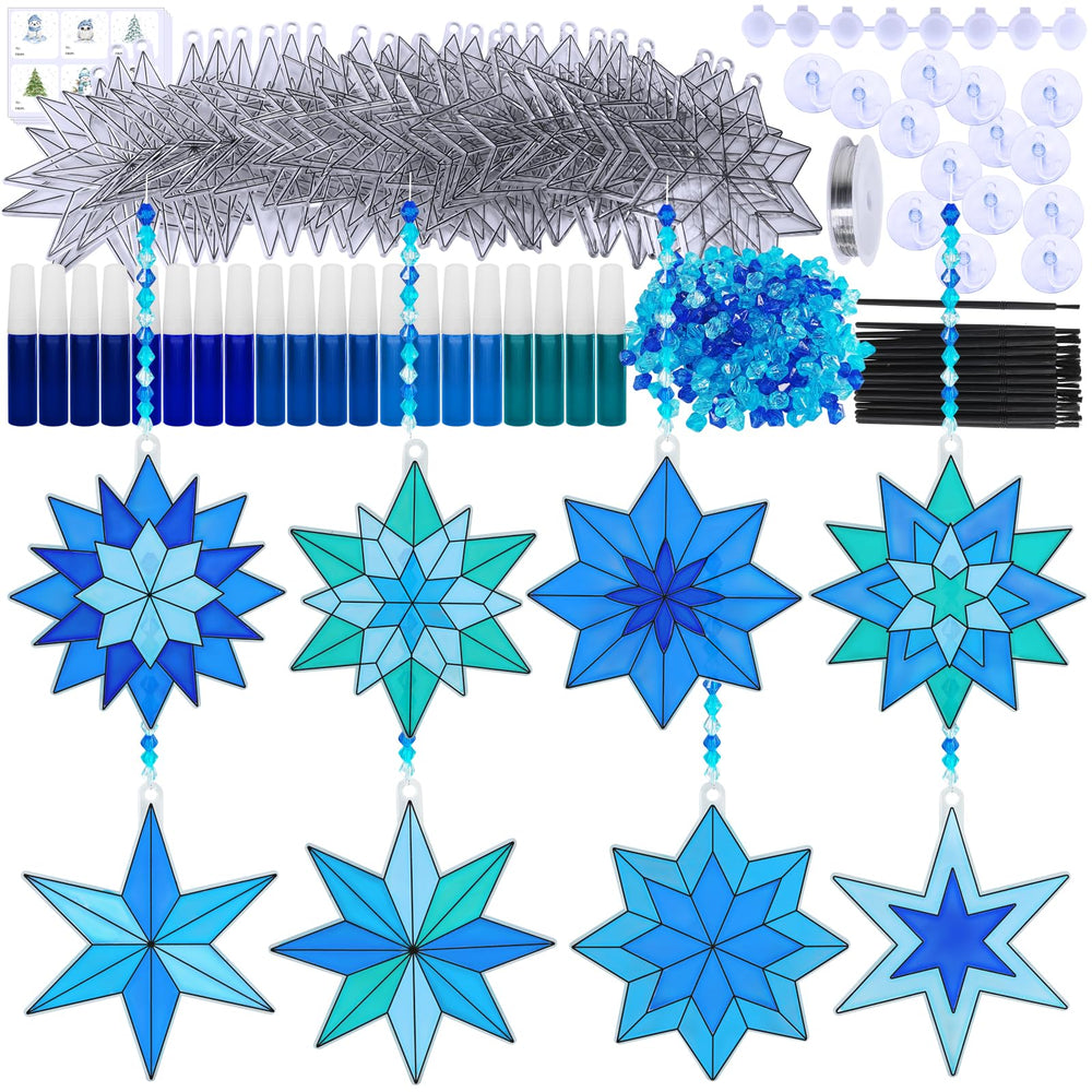 Winlyn Christmas snowflake suncatchers kit box ready for kids' crafting fun.