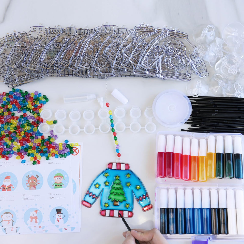 Winlyn suncatchers hanging with fishing thread and suction hooks demonstrate simple DIY display