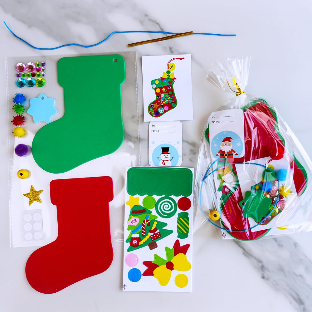Winlyn foam stocking stickers festive designs 5.2-inch for colorful layered decorations