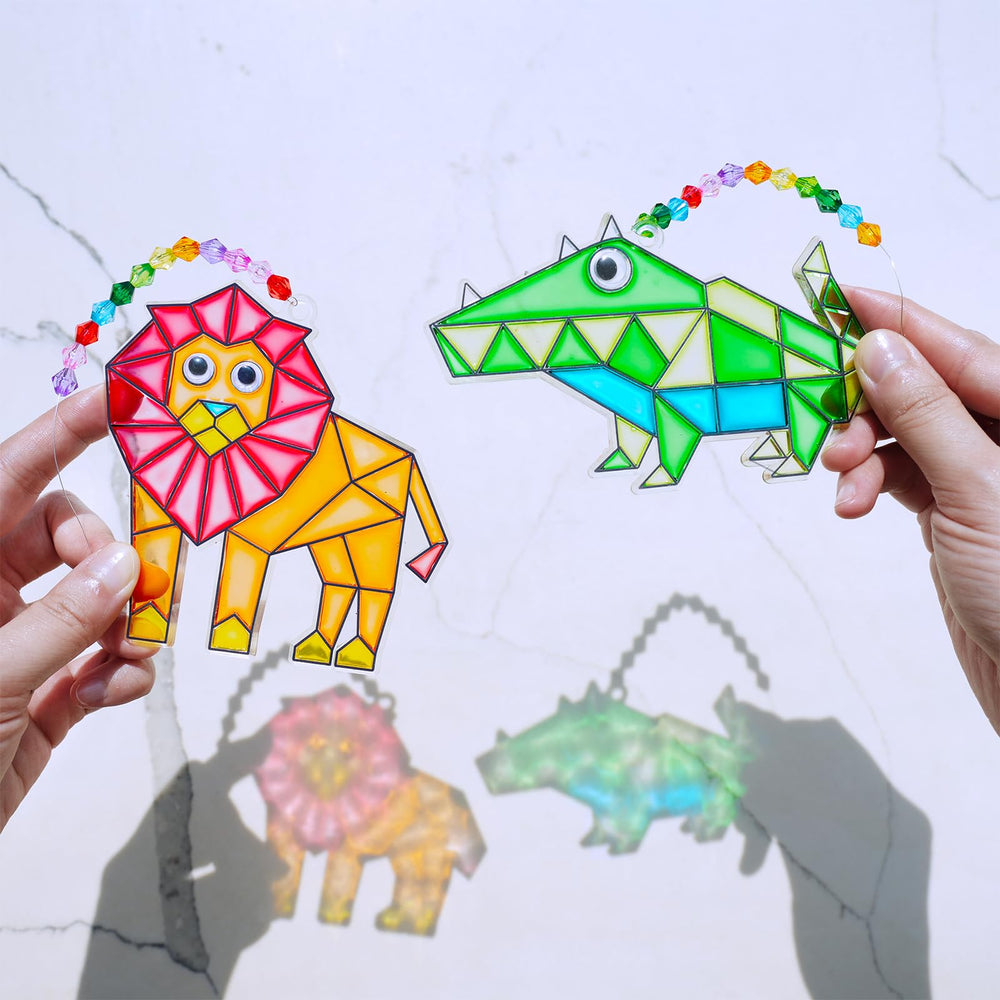 Winlyn tiger suncatcher design shines backlit for bright windows.