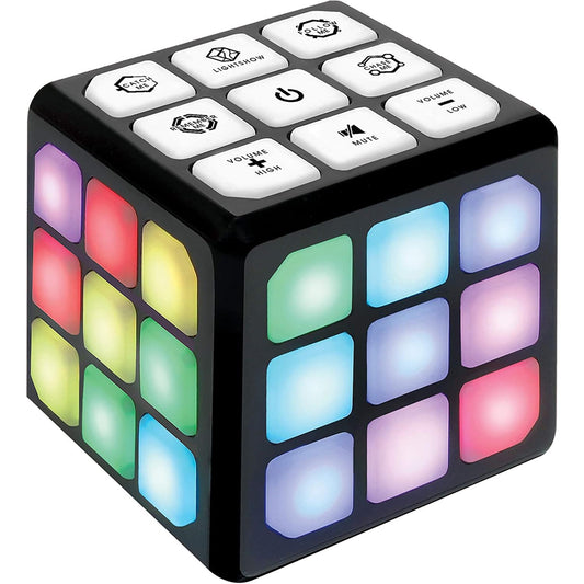 Winning Fingers Flashing Cube displays a vibrant light show to boost quick thinking during play.