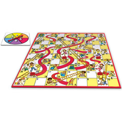 Winning Moves Chutes and Ladders artwork detail 1970s image, evokes nostalgic retro vibe for playtime.