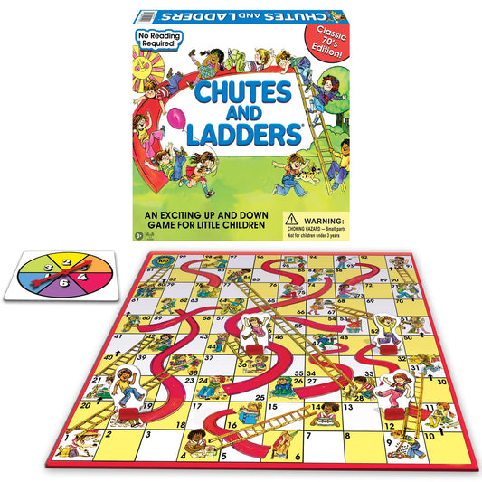 Winning Moves Classic Chutes and Ladders board with 1970s artwork, perfect for family play.