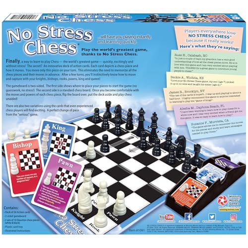 Winning Moves No Stress Chess pieces set supports hands-on practice.