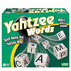 Yahtzee Words game board in play, combining luck and word-building skill