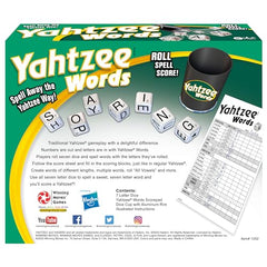 Winning Moves Yahtzee Words score sheet, familiar Yahtzee rhythm with a linguistic twist