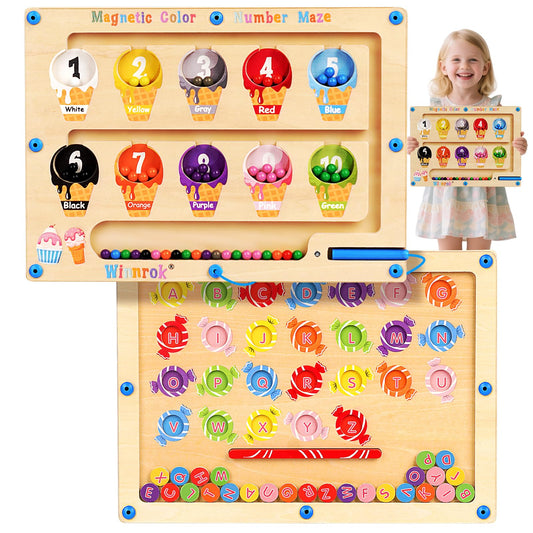 Winnrok 2-in-1 Magnetic Color and Number Maze front view promotes color and number recognition