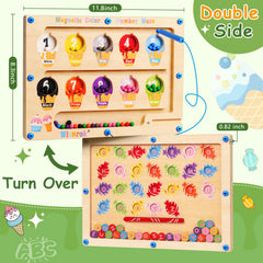 Winnrok side view shows beads and maze path for hands-on color sorting