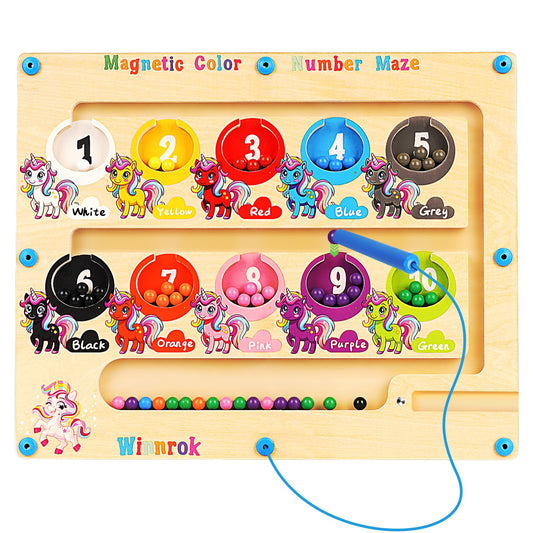 Winnrok unicorn color and number maze board for counting and color sorting