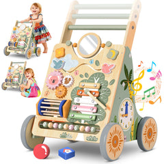 Winnrok wooden baby walker base promotes stability for first steps.
