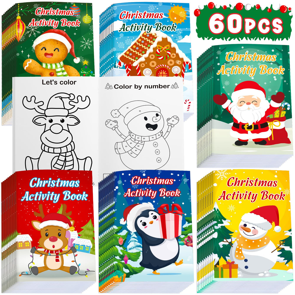 Winrain 60-pack Christmas activity books for classroom sharing and party favors.