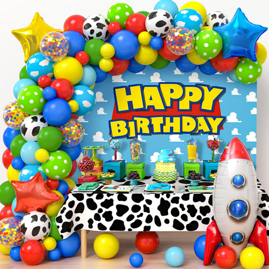 Winrayk 154Pcs toy-inspired decor set for a vibrant birthday celebration