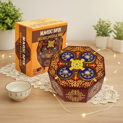 Winshare Magic Spin Box outer view highlights sturdy wood craftsmanship for a memorable gift.