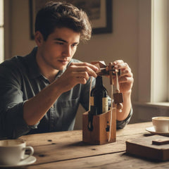 Winshare Think-n-Drink wooden brain teaser in action for puzzle lovers