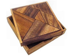 Closeup of Winshare Tangram tans pieces for precise manipulation