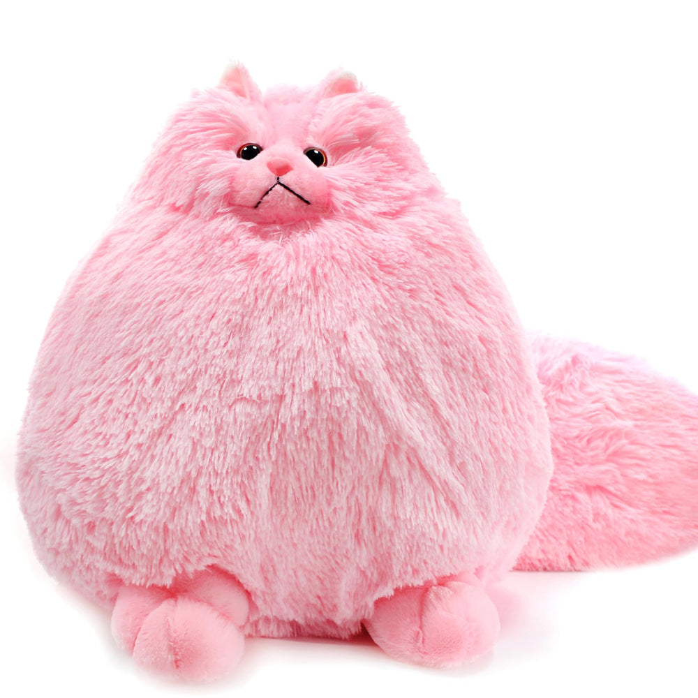 Winsterch fluffy giant cat plush 20-inch pink, ideal for cuddling and cozy room decor
