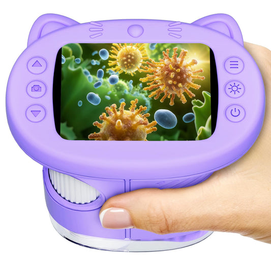 WINWEND pocket microscope front view, compact and portable for curious kids.