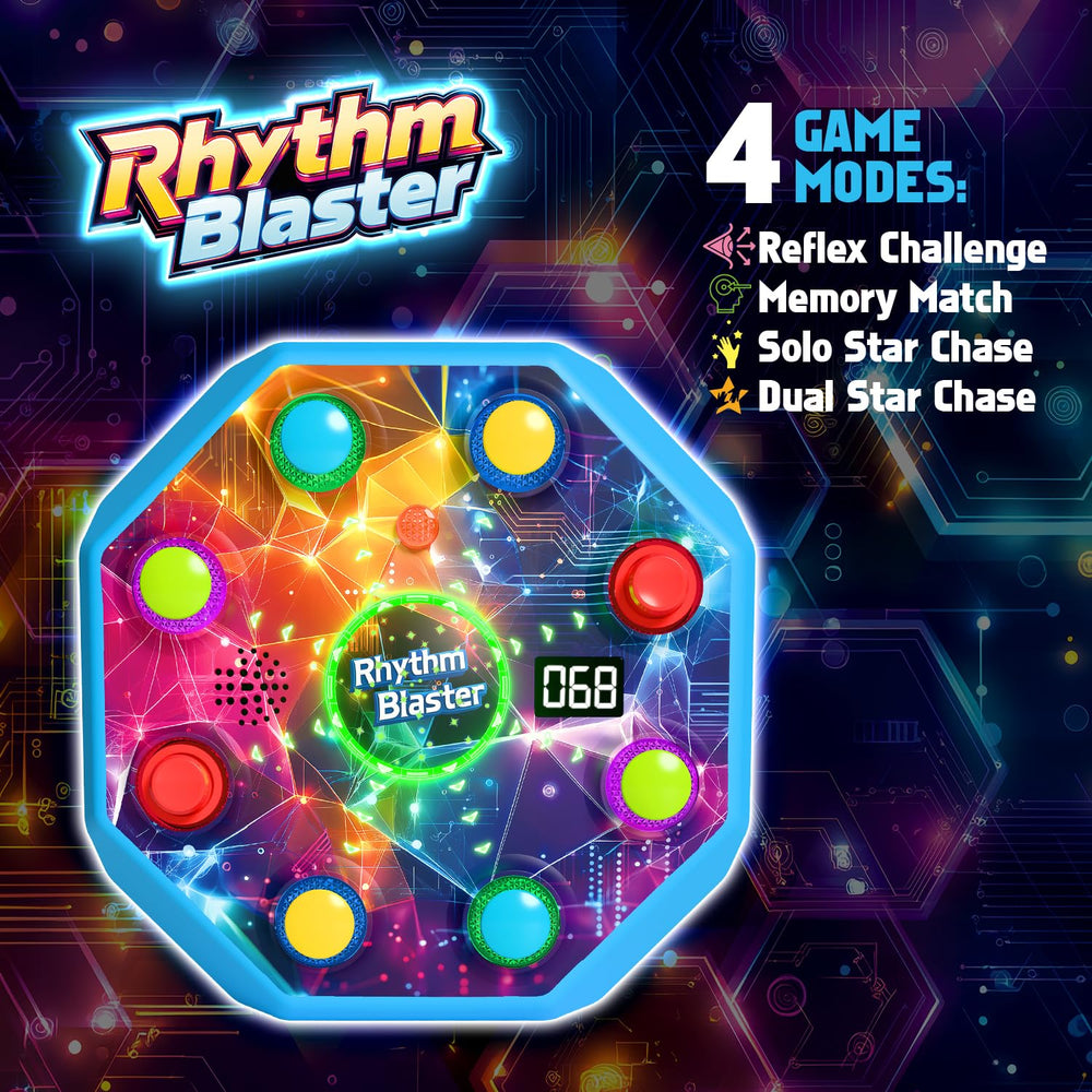 Close-up of colorful LEDs and buttons on the Winyea Tag game for immersive play.