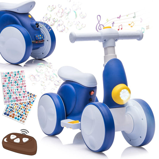 wiqins electric baby balance bike with bubble machine for safe, playful riding indoors or outdoors