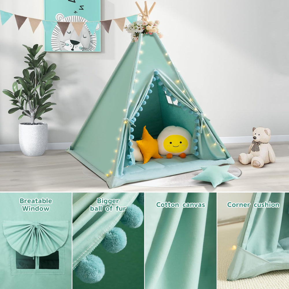 Wirhao star lights brighten the tent, creating a magical reading corner.