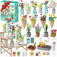 WishaLife 70-pcs mini potted plants set for tactile gardening play and display.