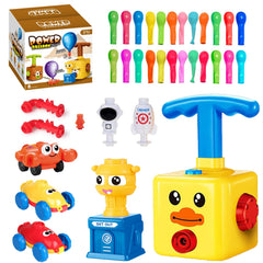 WISHDIAM balloon-powered car assembly shows dual-mode learning setup.