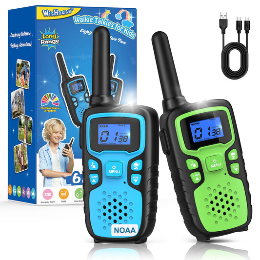 Wishouse kids walkie talkies with long-range ideal for family hikes.