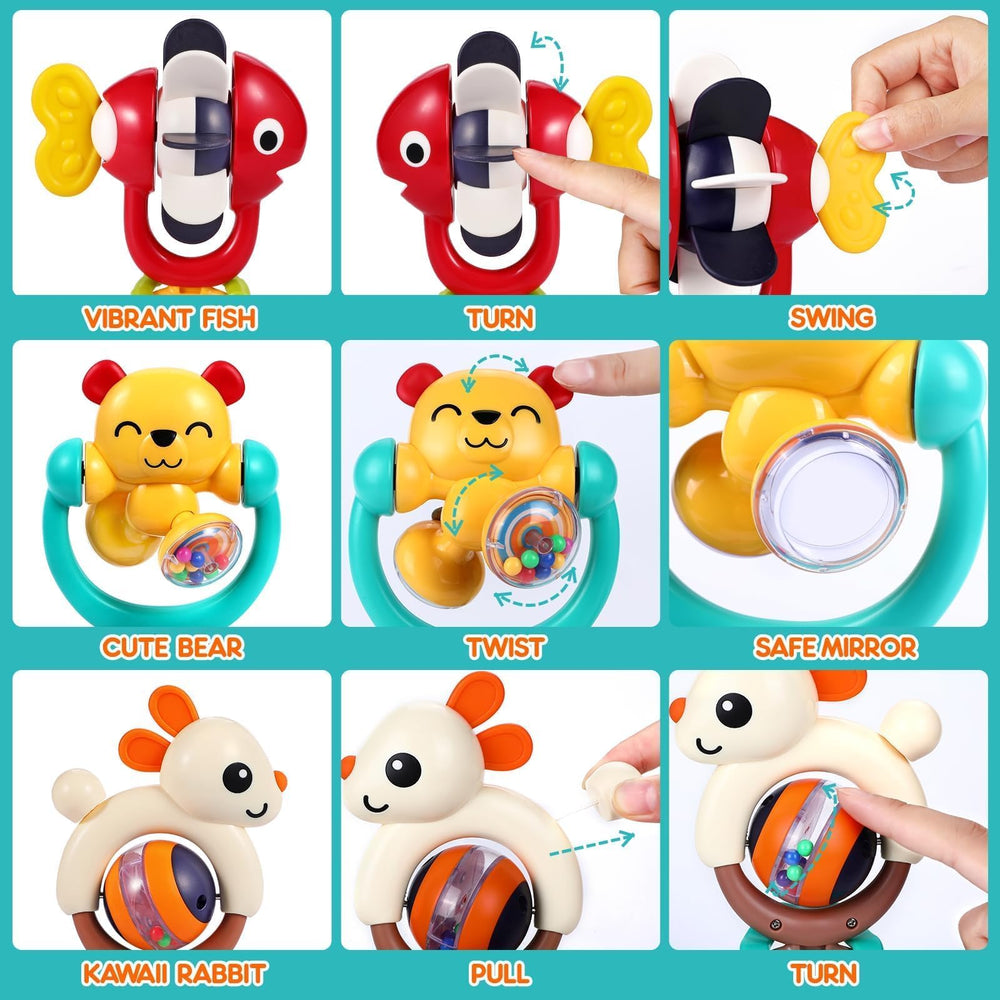 WITALENT 2-in-1 sensory toy set for teething and grasping