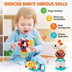 WITALENT beige bunny rattle with suction for mess-free play