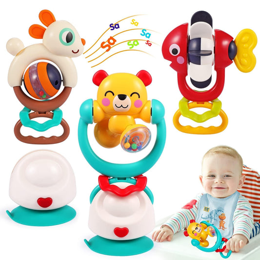 WITALENT red fish rattle on a high chair captures attention with color and sound