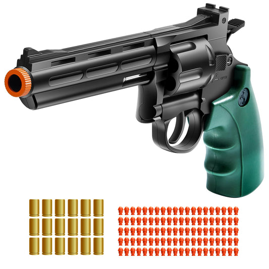 Witcrety revolver toy gun with 100 soft bullets enables extended play sessions.