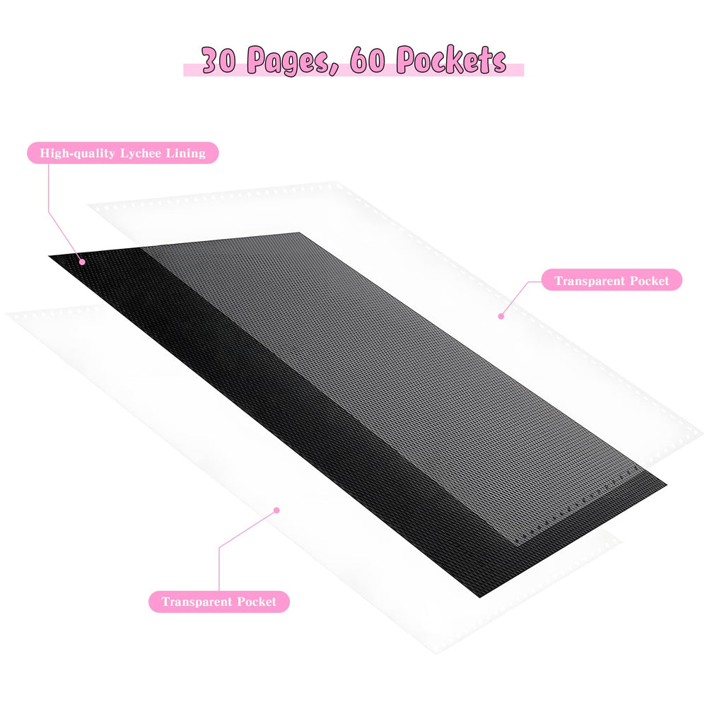 Acid-free polypropylene pages protect cards from fading and stains.