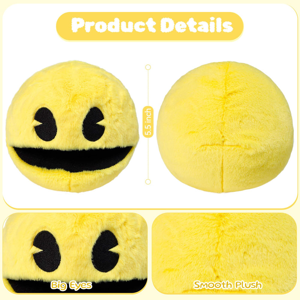 WjcnPac-Man yellow Pac-Man plush toy ready for travel and portable play.