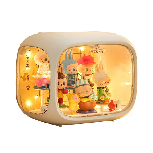 WMM clear acrylic display case with light enhances nighttime viewing of figures