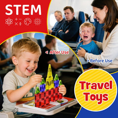 WMXDU travel magnetic tiles stored in iron case keep pieces organized during flights.