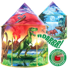 W&O Dinosaur Discovery Tent with Roar Button activates sounds for imaginative play