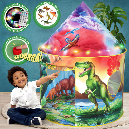 W&O Dinosaur Discovery tent with roar button for interactive play