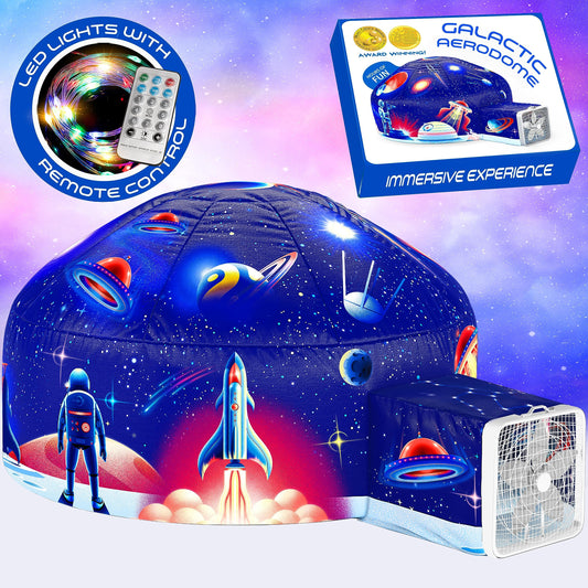 W&O Galactic Aerodome front view with LED lights for immersive play