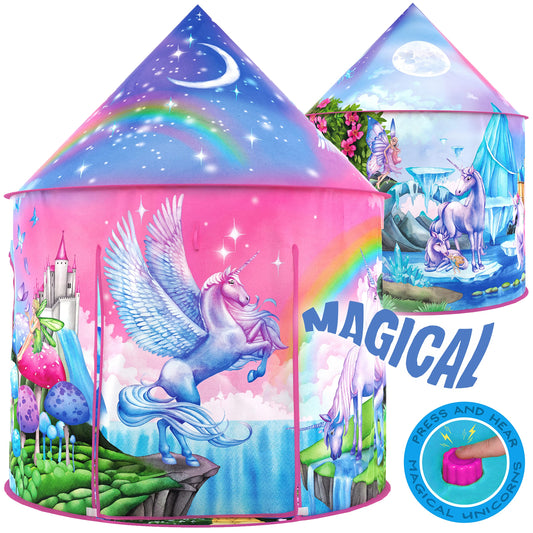 W&O Unicorn Sparkle tent setup view for imaginative indoor play.